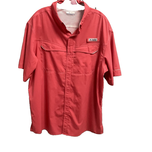 Columbia Mens Fishing Shirt Button Down Lightweight Red Size Large Outdoor - Picture 1 of 6